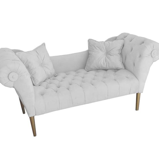Recamier Sofá Estofado Para Sala de Estar Dubai Suede Branco - DL Decor Menor preço em Recamier Sofá Estofado Para Sala de Estar Dubai Suede Branco - DL Decor