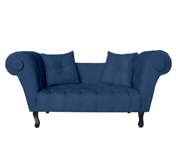 Imagem de Recamier Sofá Estofado Para Sala de Estar Londres 160 Suede Azul Marinho DL Decor