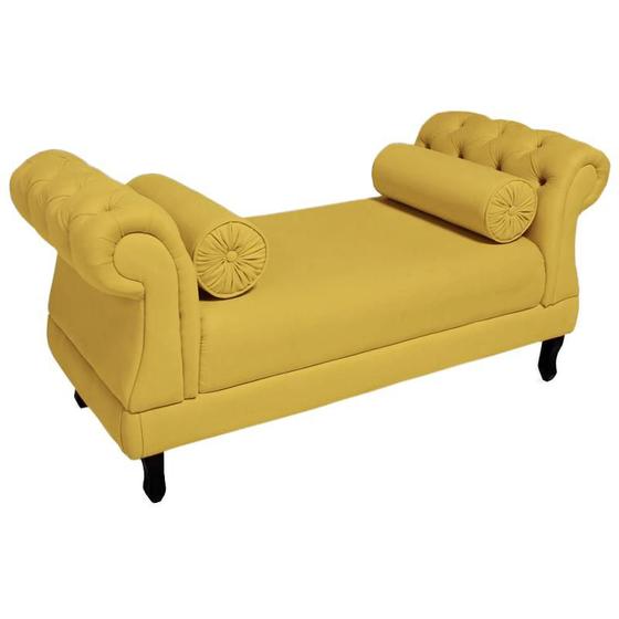 Imagem de Recamier Sofá Istambul Estofado Para Sala de Estar 160 cm Corano Amarelo - DL Decor
