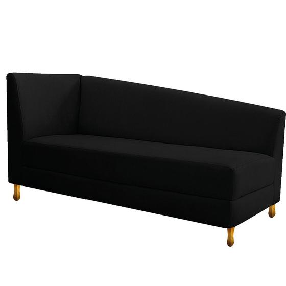 Imagem de Recamier Valéria 140cm Lado Direito Suede Preto - Doce Sonho Móveis