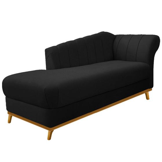 Imagem de Recamier Vanessa 140cm Lado Esquerdo Suede Preto - ADJ Decor