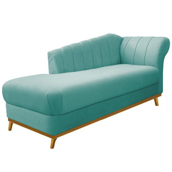 Imagem de Recamier Vanessa 185cm Lado Esquerdo Suede Azul Tiffany - Doce Sonho Móveis