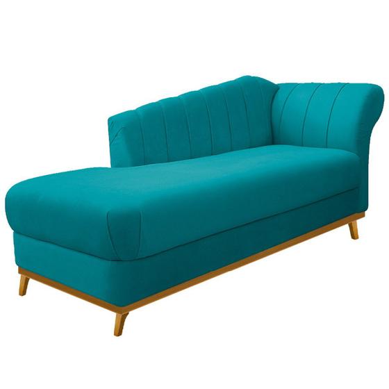 Imagem de Recamier Vanessa 185cm Lado Esquerdo Suede Azul Turquesa - ADJ Decor