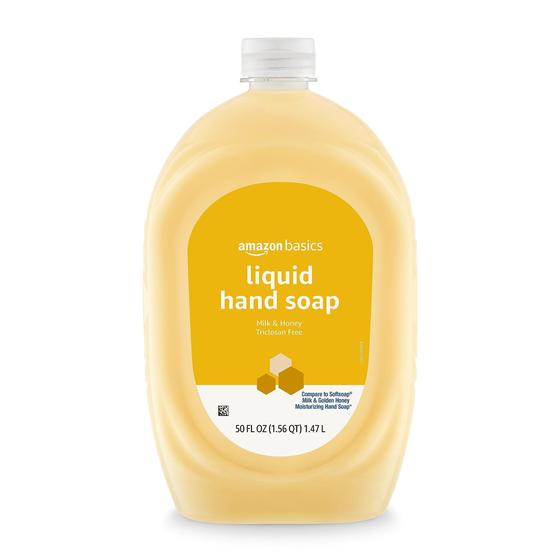 Imagem de Recarga de sabonete líquido para mãos Amazon Basics Milk Honey 1,5 L