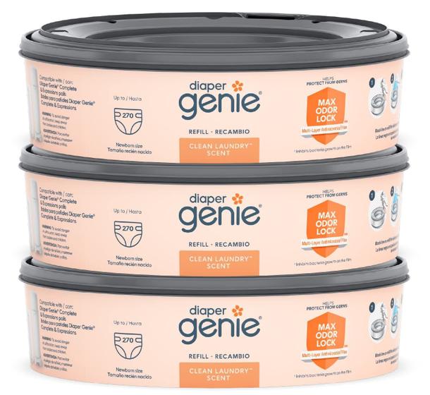 Imagem de Recargas para Balde de Fraldas Diaper Genie - Pacote com 3 (270 Unidades)
