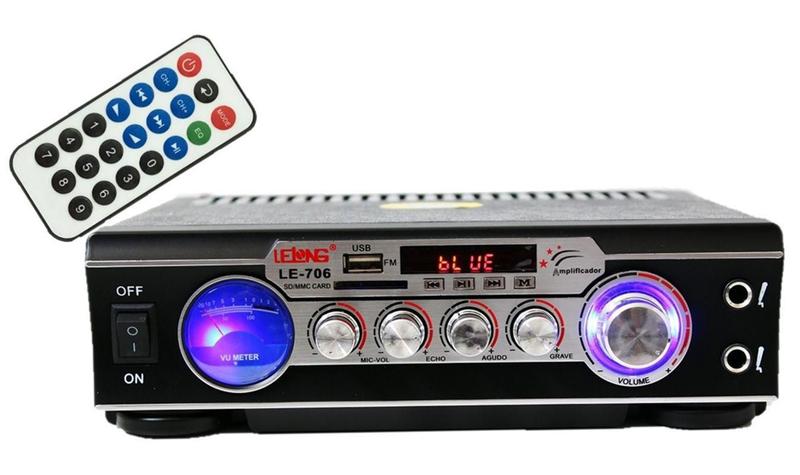 Imagem de Receiver Amplificador De Som Com 2 Canal Karaokê E Bluetooth