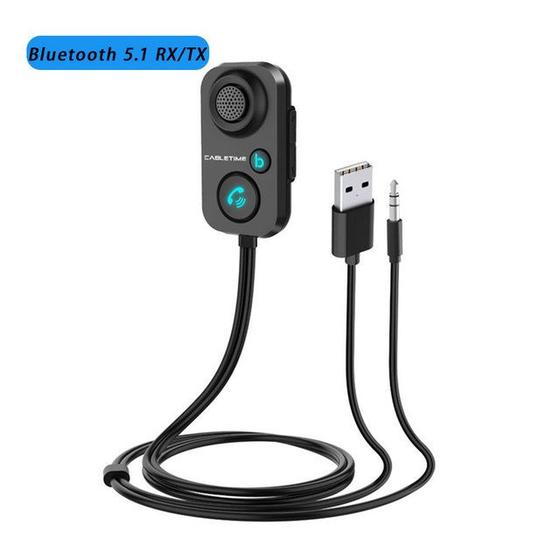 Imagem de Receptor Bluetooth 5.1 AUX com Adaptador de Áudio 3.5mm - Sem Fio
