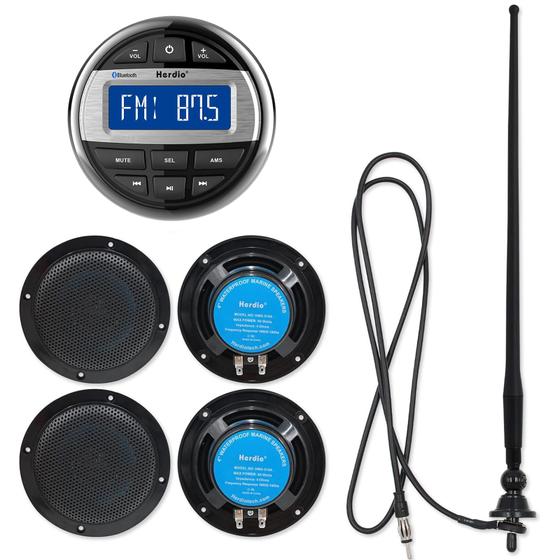 Imagem de Receptor Bluetooth marinho Herdio com 4 alto-falantes à prova d'água