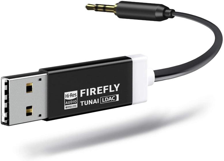 Imagem de Receptor Bluetooth TUNAI Firefly LDAC: Adaptador Bluetooth Bluetooth 5.0 de áudio sem fio de alta resolução com AUDIOPHILE USB DAC 3.5mm AUX para streaming de música Deserção de Música De Carro/Estéreo Doméstico Hi Res Auto On, sem necessidade d
