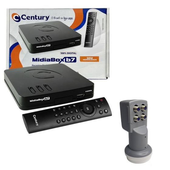 Receptor Midiabox B7 Century Com Lnbf Quadruplo Digital Menor preço em Receptor Midiabox B7 Century Com Lnbf Quadruplo Digital