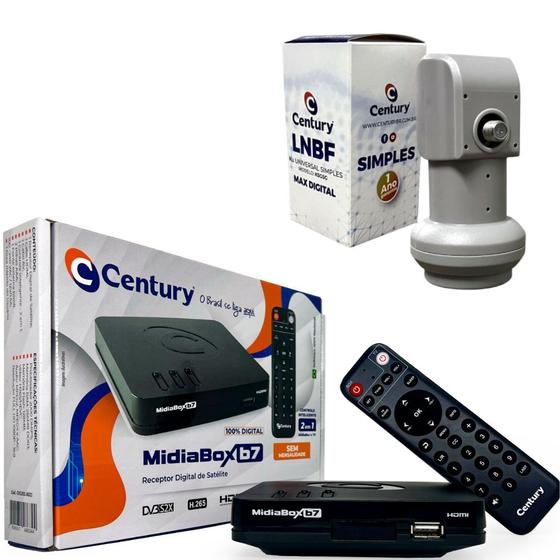 Imagem de Receptor Midiabox B7 Century Com Lnbf Simples Max Digital