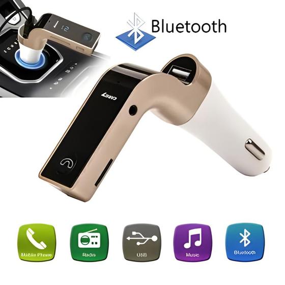 Imagem de Receptor Transmissor Veicular Bluetooth Fm Mp3 Usb Pen Drive Micro SD Aux Carg7