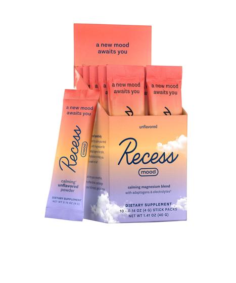 Recess Mood Powder, Calmante Magnésio L-Threonate Blend com Flor de ...
