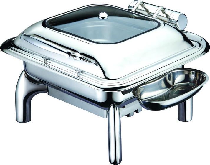 Imagem de Rechaud chaffing dish retangular inox com visor 3 litros orcil