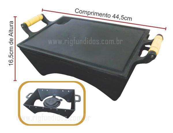Rechaud De Ferro Fundido 25x35 Cm Alça Madeira - RIG Menor preço em Rechaud De Ferro Fundido 25x35 Cm Alça Madeira - RIG