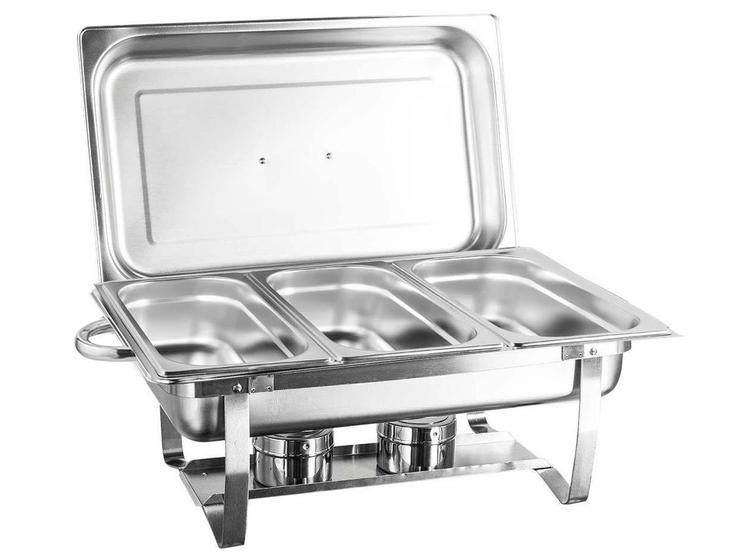 Rechaud Inox 9 L 3 Cubas GN 1/3x65mm com Tampa Removível Menor preço em Rechaud Inox 9 L 3 Cubas GN 1/3x65mm com Tampa Removível