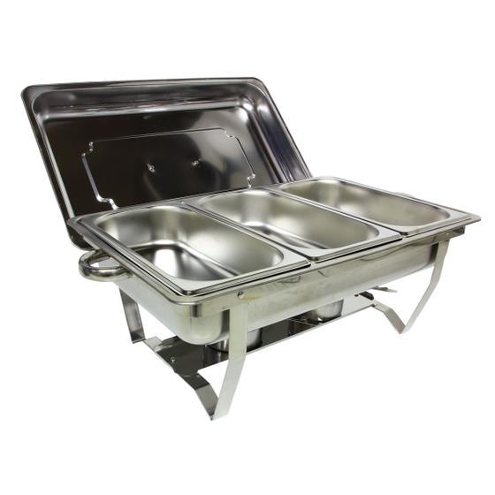 Rechaud Inox 9 Litros 1/3 Panelas Banho Maria 3 Cuba Buffet Menor preço em Rechaud Inox 9 Litros 1/3 Panelas Banho Maria 3 Cuba Buffet