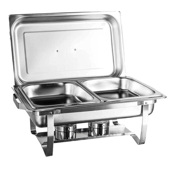 Rechaud Retangular Com 2 Cubas 9 Litros Grt Em Aço Inox Menor preço em Rechaud Retangular Com 2 Cubas 9 Litros Grt Em Aço Inox
