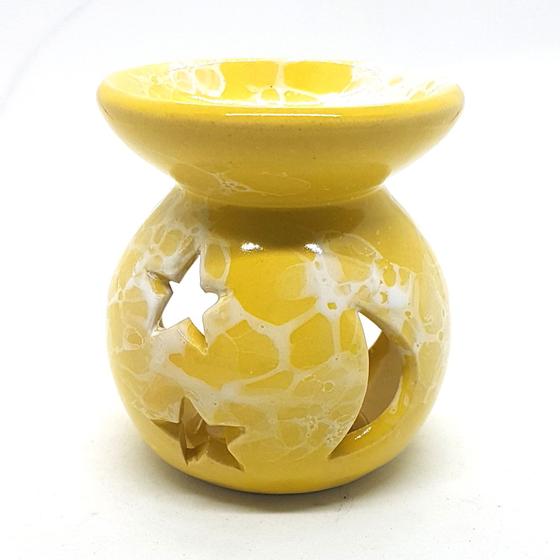 Imagem de Rechô em Cerâmica Luar Perfumado Mesclado Porta Vela Amarelo