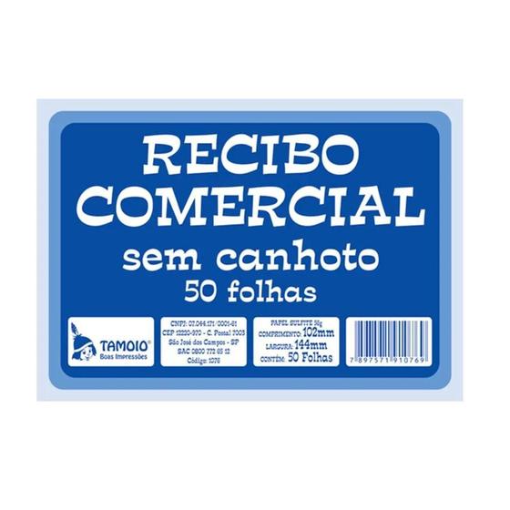 Imagem de Recibo Comercial Tamoio Sem Canhoto 50 Folhas 15X10Cm 20Un