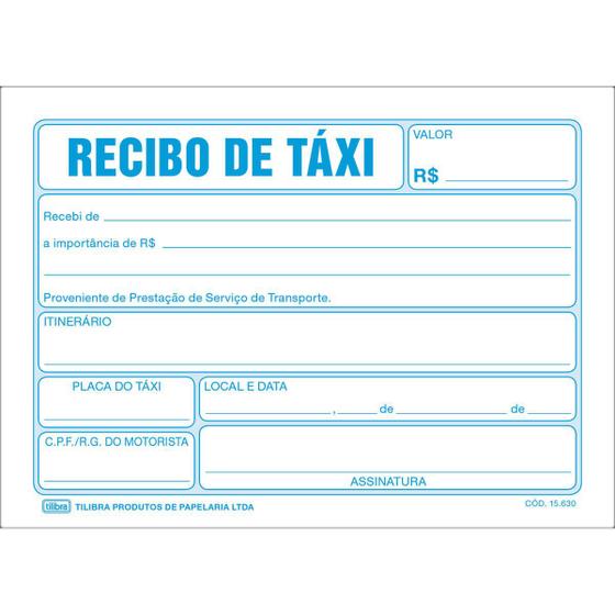 Imagem de Recibo De Taxi - 50 Folhas (Pacote com 20 unidades)