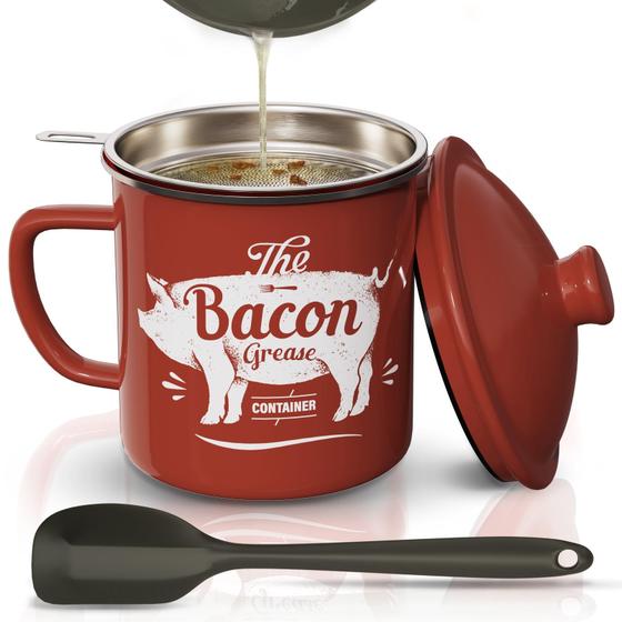Imagem de Recipiente de gordura para bacon PYARD 1,3 L com peneira e espátula