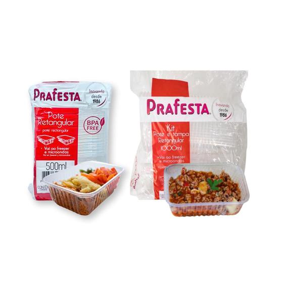 Imagem de Recipiente de Plastico 500ml + Recipiente de 1000ml - 24 Und
