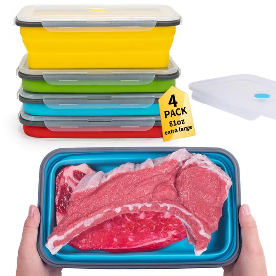 Imagem de Recipientes de armazenamento de alimentos Annaklin Extra Large 2400mL, pacote com 4