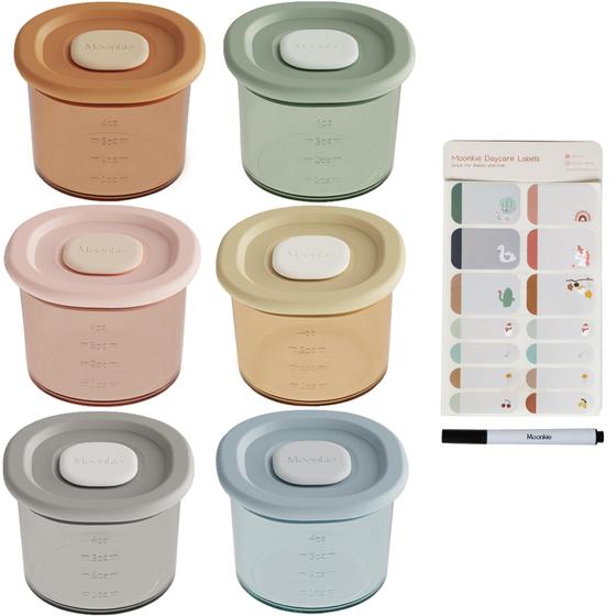 Imagem de Recipientes de Comida para Bebê Moonkie - 120ml - Silicone com Tampas Herméticas