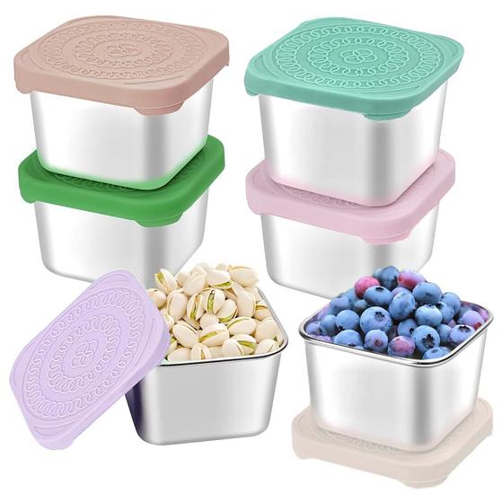 Imagem de Recipientes para lanches HTEVW em aço inoxidável para crianças, 180 ml, pacote com 6