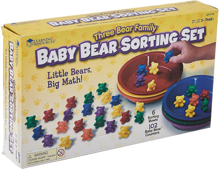Imagem de Recursos de aprendizagem Conjunto de classificação de ursos bebê, contando e classificando brinquedos, contadores de ursos bebês, ursos de classificação, 108 peças, idades 3+