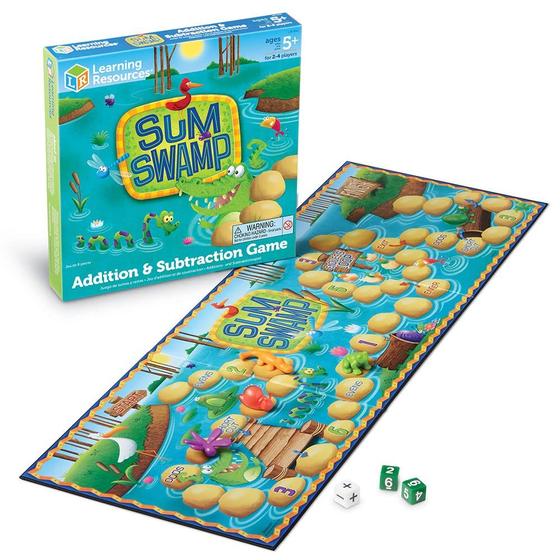 Imagem de Recursos de Aprendizagem: Jogo de Tabuleiro Sum Swamp - Adição e Subtração