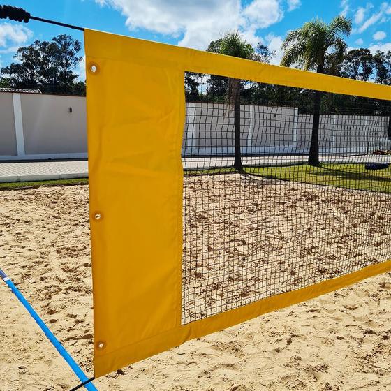 Imagem de Rede Beach Tennis e Volei com banda lateral Zaka Amarela 8,60m x 1m