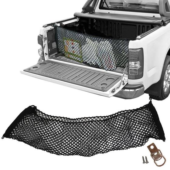 Imagem de Rede CargoBag Elástica de Contenção Bagagem Para Caçamba de Pickup Pick Up CargoNet Preta Universal Chevrolet S10 S-10