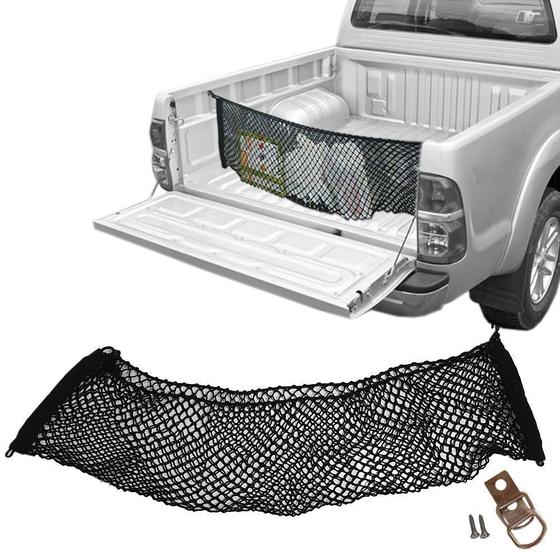 Imagem de Rede CargoBag Elástica de Contenção Bagagem Para Caçamba de Pickup Pick Up CargoNet Preta Universal Toyota Hilux