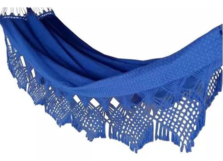 Imagem de Rede de dormir algodão azul Royal casal luxo Reforçada