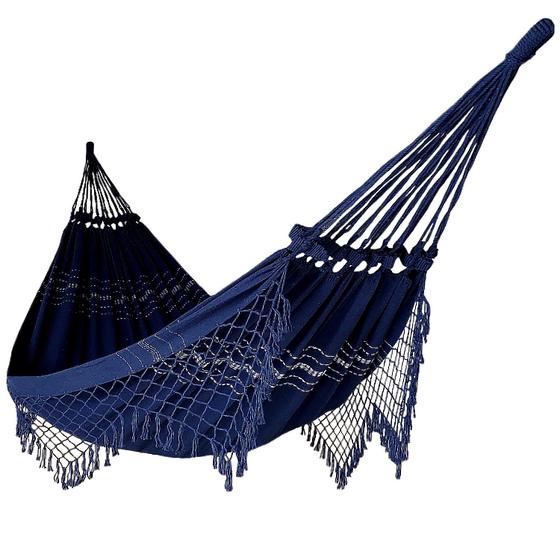 Rede De Dormir Descanso Casal 100% Algodão Azul Marinho Menor preço em Rede De Dormir Descanso Casal 100% Algodão Azul Marinho