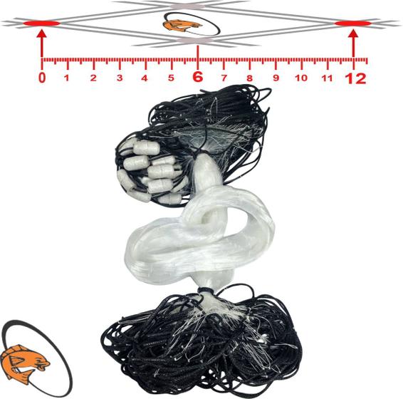 Imagem de Rede de Pesca Malha 12 Fio 0,40 2,40 Altura Comp. 50 Metros Boia Isopor Rede Pronta Profissional