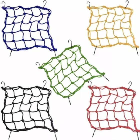 Imagem de Rede Elástica Aranha P/ Moto Capacete 30cm X 30cm Bagageiro