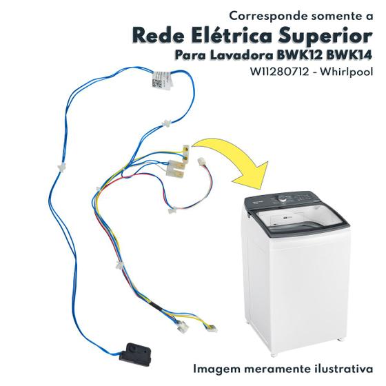 Imagem de Rede Elétrica Superior Interface Reed Switch Lavadora Brastemp Consul Bwk12 Bwk14 Whirlpool W11280712 Original