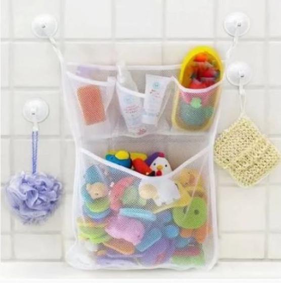 Imagem de Rede Organizadora de Brinquedos Bebê Criança Infantil para Banheiro com Ventosa