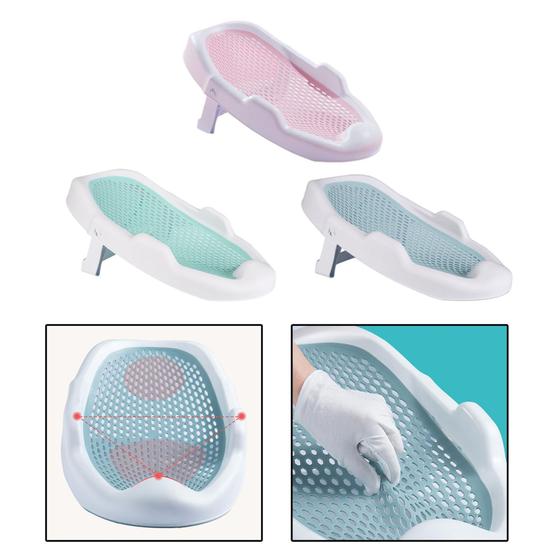 Imagem de Rede Protetora De Banheira Tomar Banho Confortável Infantil Para Bebe Criança Menino 8015 Rosa Azul Silicone Segurança