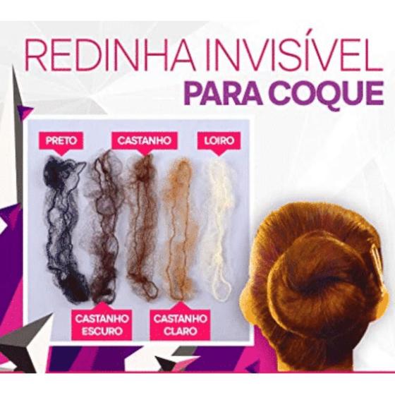 Imagem de Redinha De Nylon Invisível Para Coque De Cabelo Com 4 Un