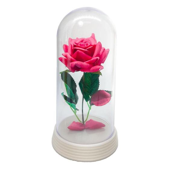 Imagem de Redoma Com Rosa Pink, Inspirada Na Rosa A Bela E A Fera