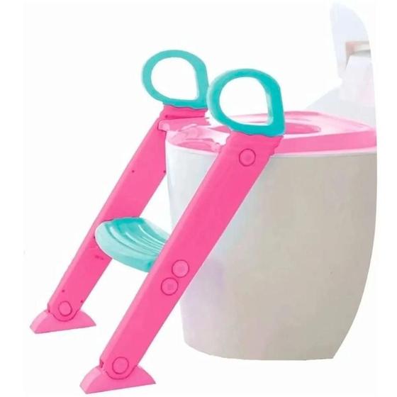 Imagem de Redutor Assento Sanitário Infantil Escadinha Baby Style Rosa