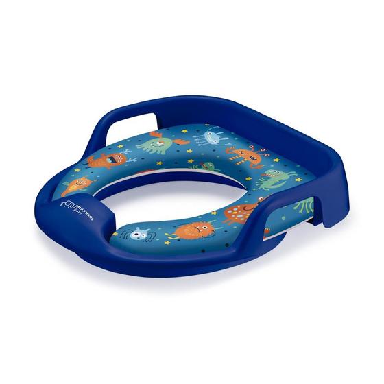 Imagem de Redutor de Assento Azul Multikids Poop-A-Doop Compatível Com a Maioria dos Vasos Sanitários