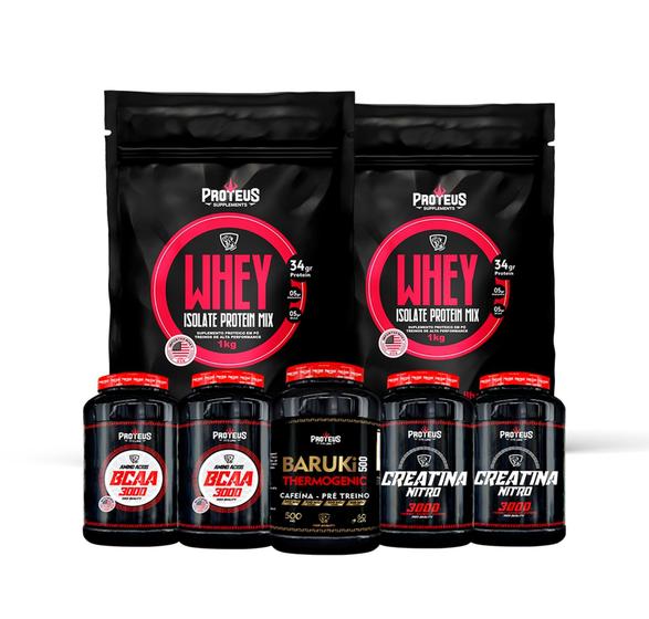 REF06.1 Whey Protein Iso Mix 39gr 2kg + 2 Creatina + 2 BCAA + Cafeina