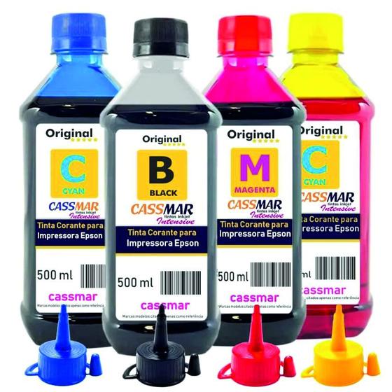 Imagem de Refil 4x500ml Tinta Compatível Epson L375 L395 L3150 L3110