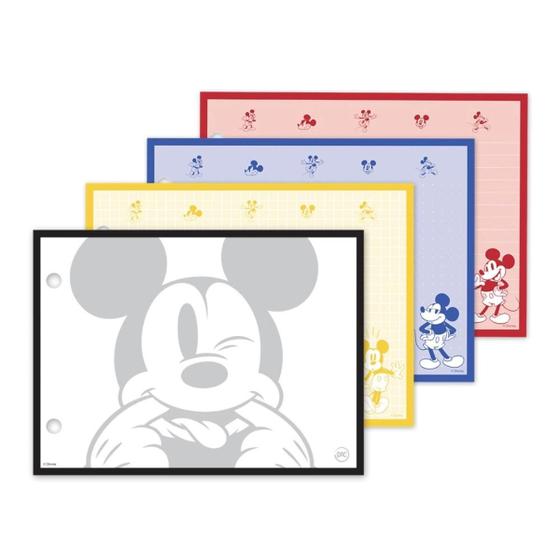 Imagem de Refil 80 folhas para Mini Caderno Argolado Mickey 2 furos folhas coloridas 4 cores