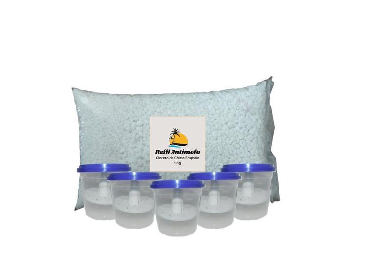 Refil Anti Mofo Cloreto De Calcio 1 Kg+ 5 potes Menor preço em Refil Anti Mofo Cloreto De Calcio 1 Kg+ 5 potes